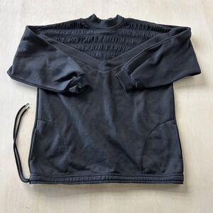 Vintage Pacer Sweatshirt Womens Large Black Mock Neck Pleated Fleece Pullover